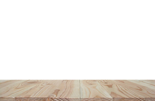 istock Empty wooden board table top isolated on white background with clipping path and copy space for display or montage your products 1127506437