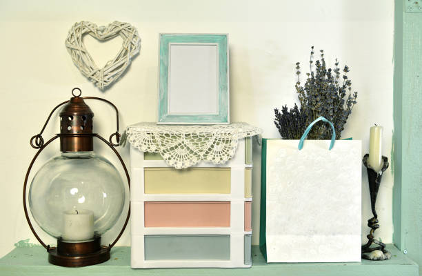 Loft life style home decoration on vintage shelf, mockup background