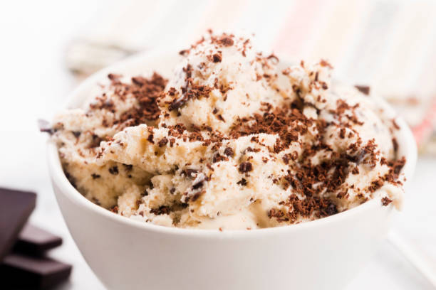 istock Vanilla ice cream with chocolate chips - straciatella. Fresh, sorbet 1127506715
