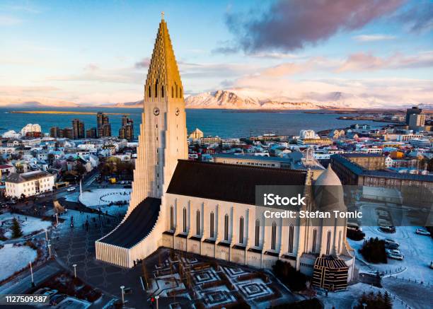 Landmark View Of Reykjavik In Iceland Stock Photo - Download Image Now - Reykjavik, Hallgrimskirkja, Iceland