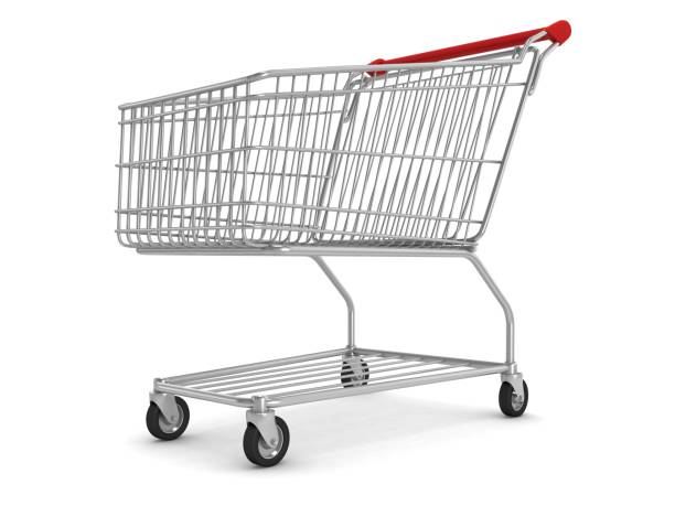 istock Shopping cart empty top view isolated white background 1127511923