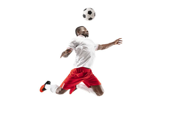 professional african football soccer player isolated on white background - short cut imagens e fotografias de stock