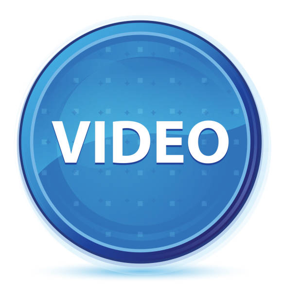 비디오 한밤중 파란 주요 라운드 버튼 - prime video stock illustrations