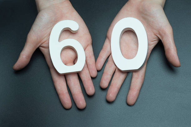 istock On the female palms figure sixty. 1127517905