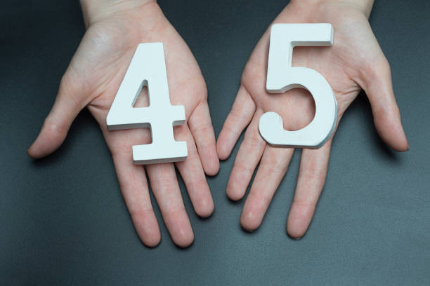 istock On the female palms figure forty-five. 1127519117