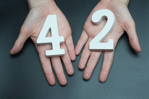 istock On the female palms figure forty-two. 1127519147