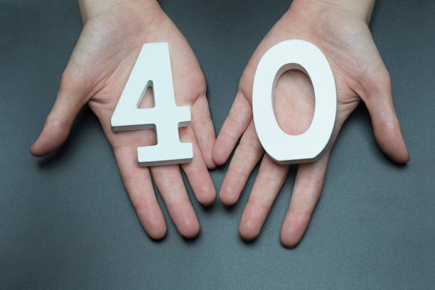 istock To female hands the number forty. 1127519231