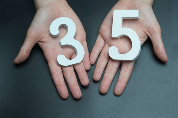 istock On the female palms figure thirty-five. 1127519320