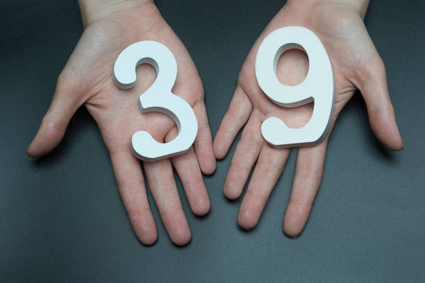 istock On the female palms figure thirty-nine. 1127519350