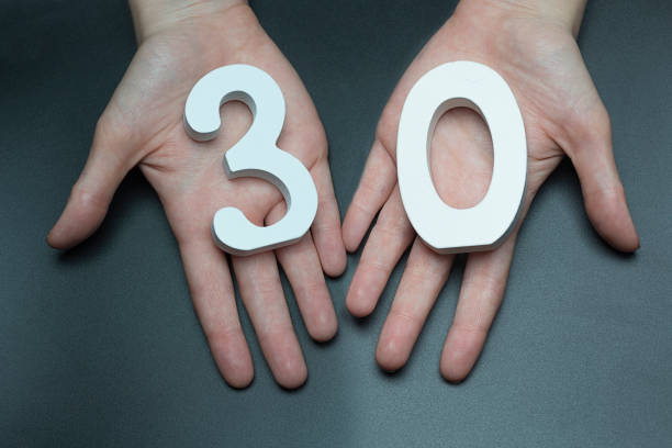 istock On the female palms figure thirty. 1127519457