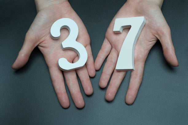 istock On the female palms figure thirty-seven. 1127520500
