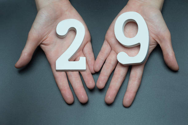 istock On the female palms figure twenty-nine. 1127520583
