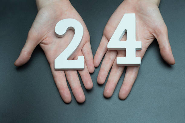 istock On the female palms figure twenty-four. 1127520660
