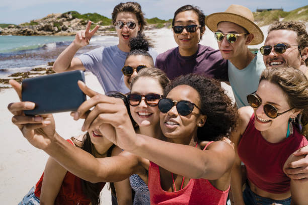 istock Group of friends taking selfie during summer. 1127520666