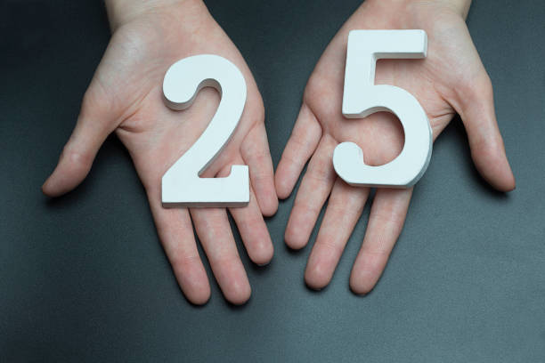 istock On the female palms figure twenty-five. 1127520733