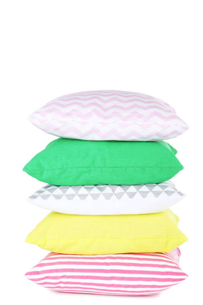 istock Soft colorful pillows isolated on white background 1127523168