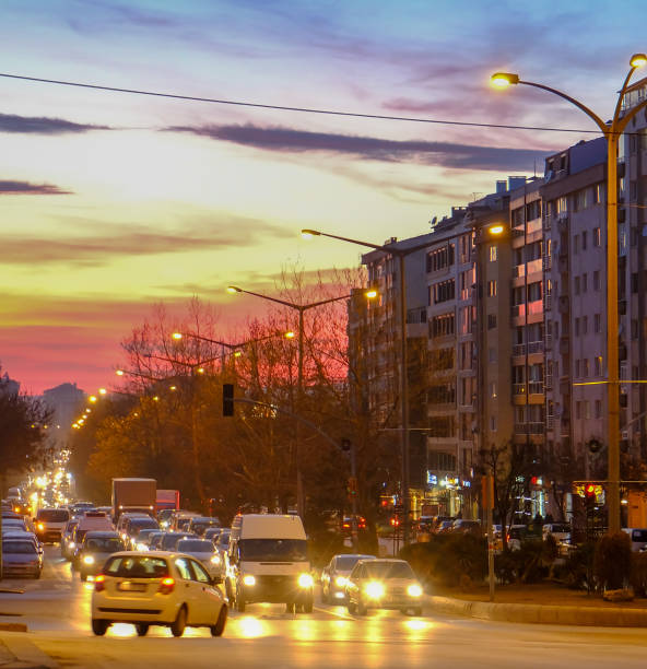 istock the ciy traffic ligth at sunset 1127523424
