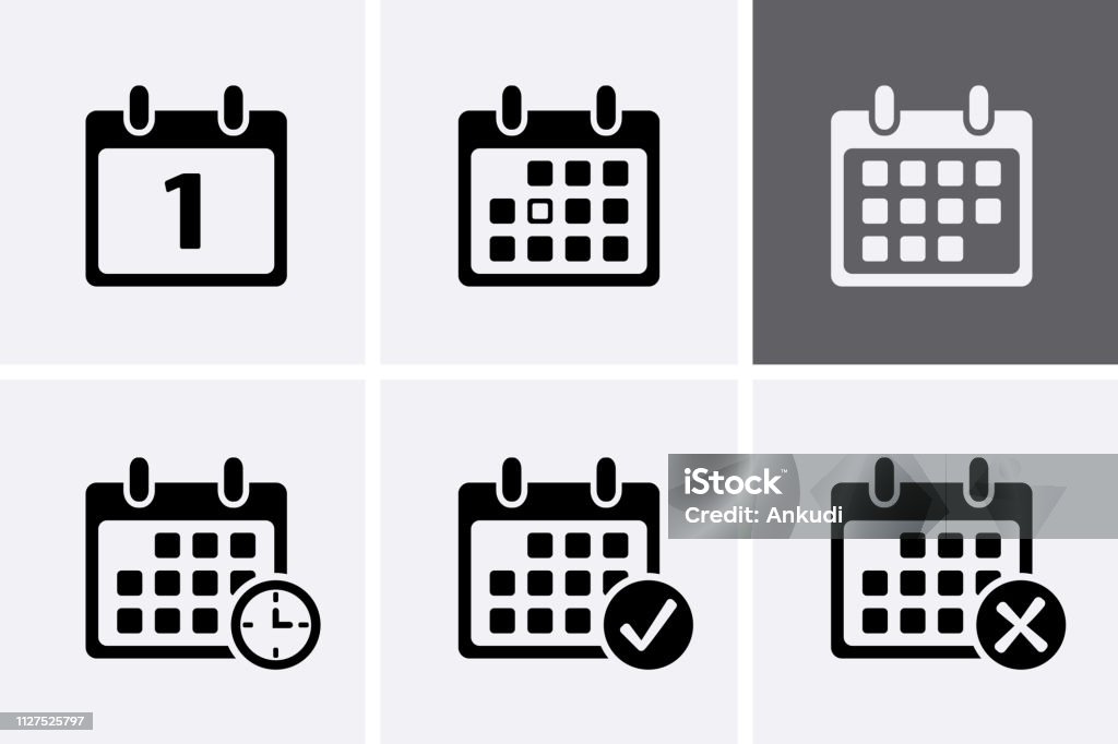 Calendrier icônes vectorielles. - clipart vectoriel de Calendrier libre de droits Calendrier icônes vectorielles. - clipart vectoriel de Calendrier libre de droits