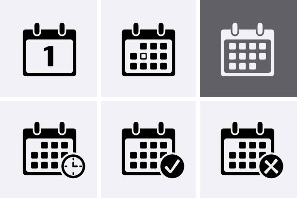 Calendar Icons Vector. Calendar Icons Vector. Reminder time icon day stock illustrations