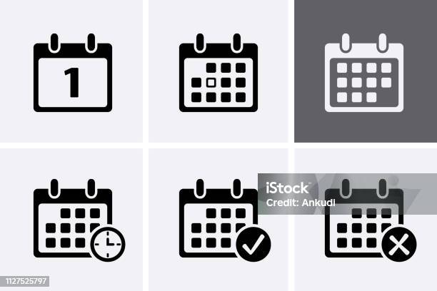 Calendar Icons Vector Stock Illustration - Download Image Now - Icon Symbol, Calendar, Calendar Date