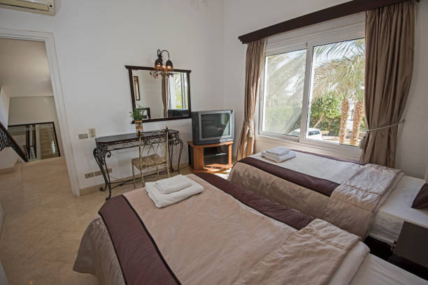 istock Interior design of bedroom in house 1127526956