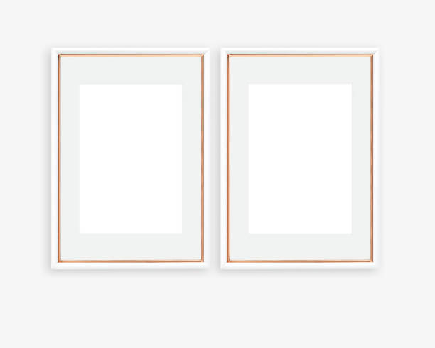 Set of 2 Rose Gold and White A4 A3 Frame Mockup Portrait Orientation