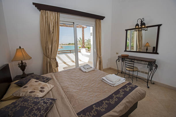 istock Interior design of bedroom in house 1127529295