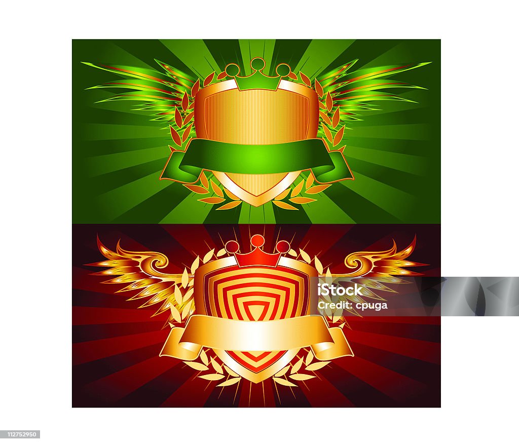 背の翼のロゴ王冠付き - ロゴマークのロイヤリティフリーベクトルアート