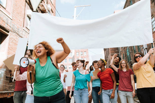istock Feminists fighting for women's rights 1127533679