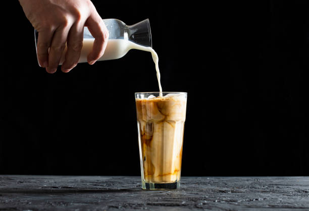 istock Tasty Ice Latte on Dark Background 1127533993