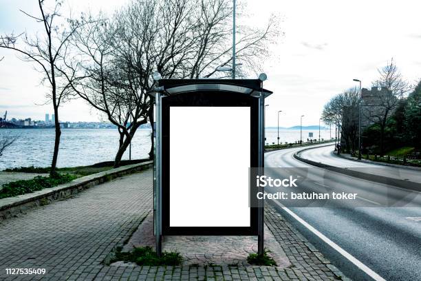 This Is For Advertisers To Place Ad Copy Samples On A Bus Shelter Stock Photo - Download Image Now