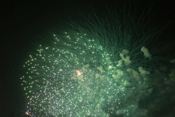 istock Fireworks in the night sky on a holiday. 1127535572