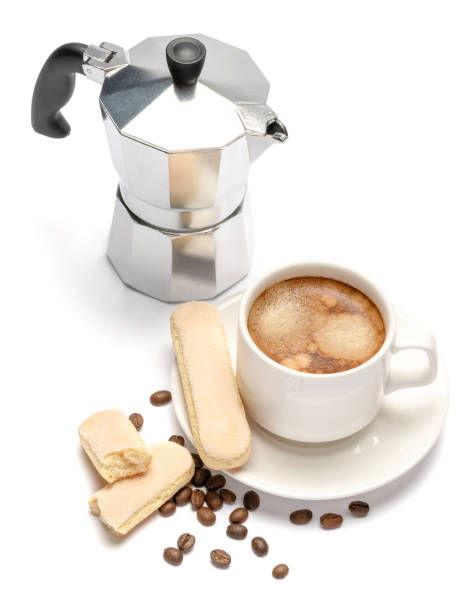 istock White ceramic cup of coffee with a savoiardi ladyfinger cookie on a plate 1127537516