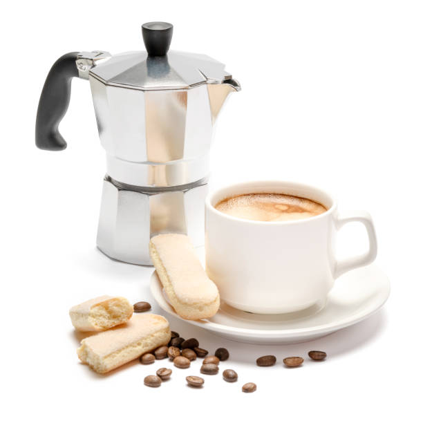 istock White ceramic cup of coffee with a savoiardi ladyfinger cookie on a plate 1127537519