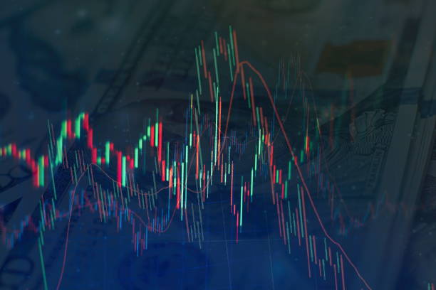 istock Abstract glowing forex chart interface wallpaper. Investment, trade, stock, finance and analysis concept. 1127538000