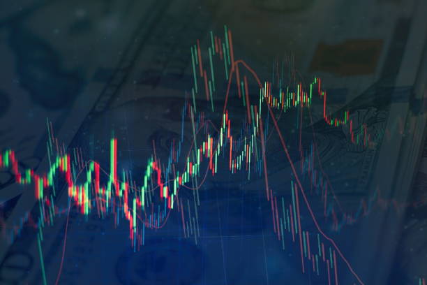 istock Abstract glowing forex chart interface wallpaper. Investment, trade, stock, finance and analysis concept. 1127538109