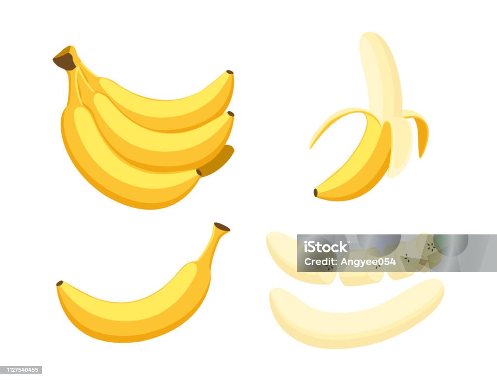 Vector illustration of set fresh banana isolated on white background - Royalty-free Banana - Fruto tropical arte vetorial