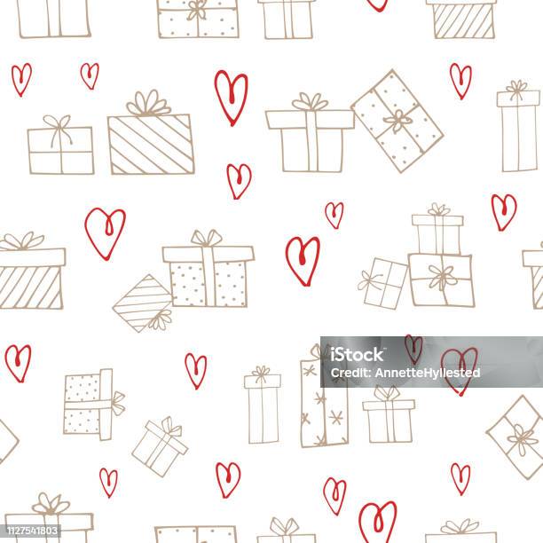 Gift Heart Pattern Seamless Gifts And Hearts Pattern Stock Illustration - Download Image ...