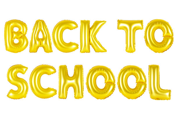 istock Gold alphabet balloons, back to school 1127544012