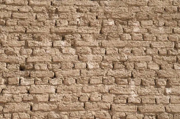 Ancient adobe wall closeup, Egypt