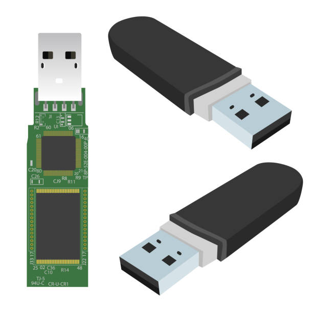 pendrive - computer key flash stock illustrations