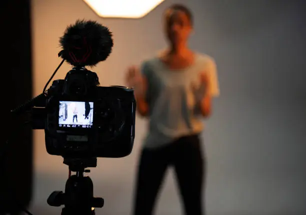 Photo of Actress in front of the camera in an audition