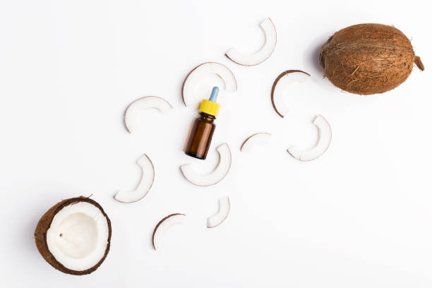 Coconut oil on white background