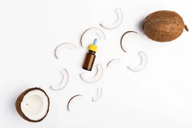Coconut oil on white background