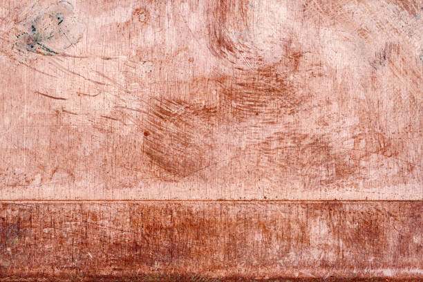 istock Scratched dirty dusty copper plate texture, old metal background 1127551425