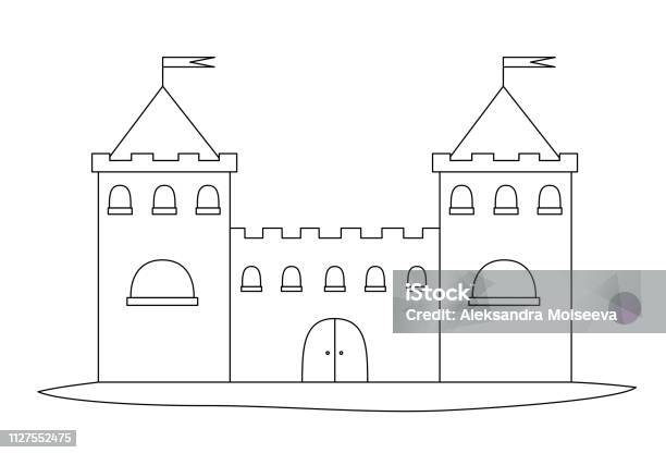 Small Castle Stock Illustration - Download Image Now - Castle, Coloring Book Page - Illlustration Technique, Tower