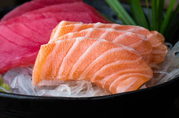 istock Salmon and tuna sashimi Japan style. 1127552771
