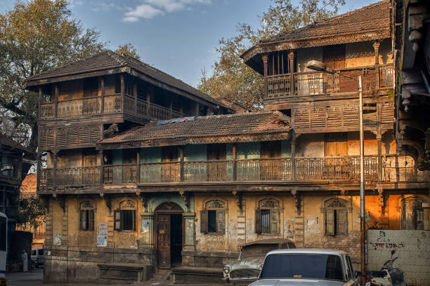 istock Two storey old house with small courtyard Old house Nashik 1127554772
