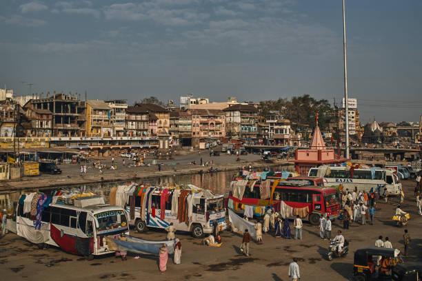 istock pilgrims bus parked at at panchavati nashik 1127555197