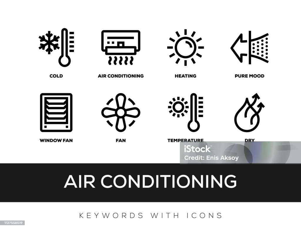 Air Conditioning Keywords With Icons Icon Symbol stock vector